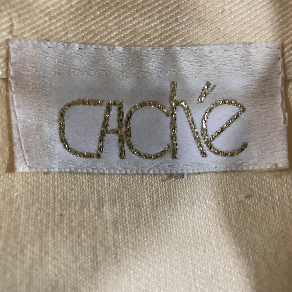 Vintage Cache’ Denim Jacket Buttercup Yellow Embroidery, Pearls, Studs LG/XL - Picture 7 of 8